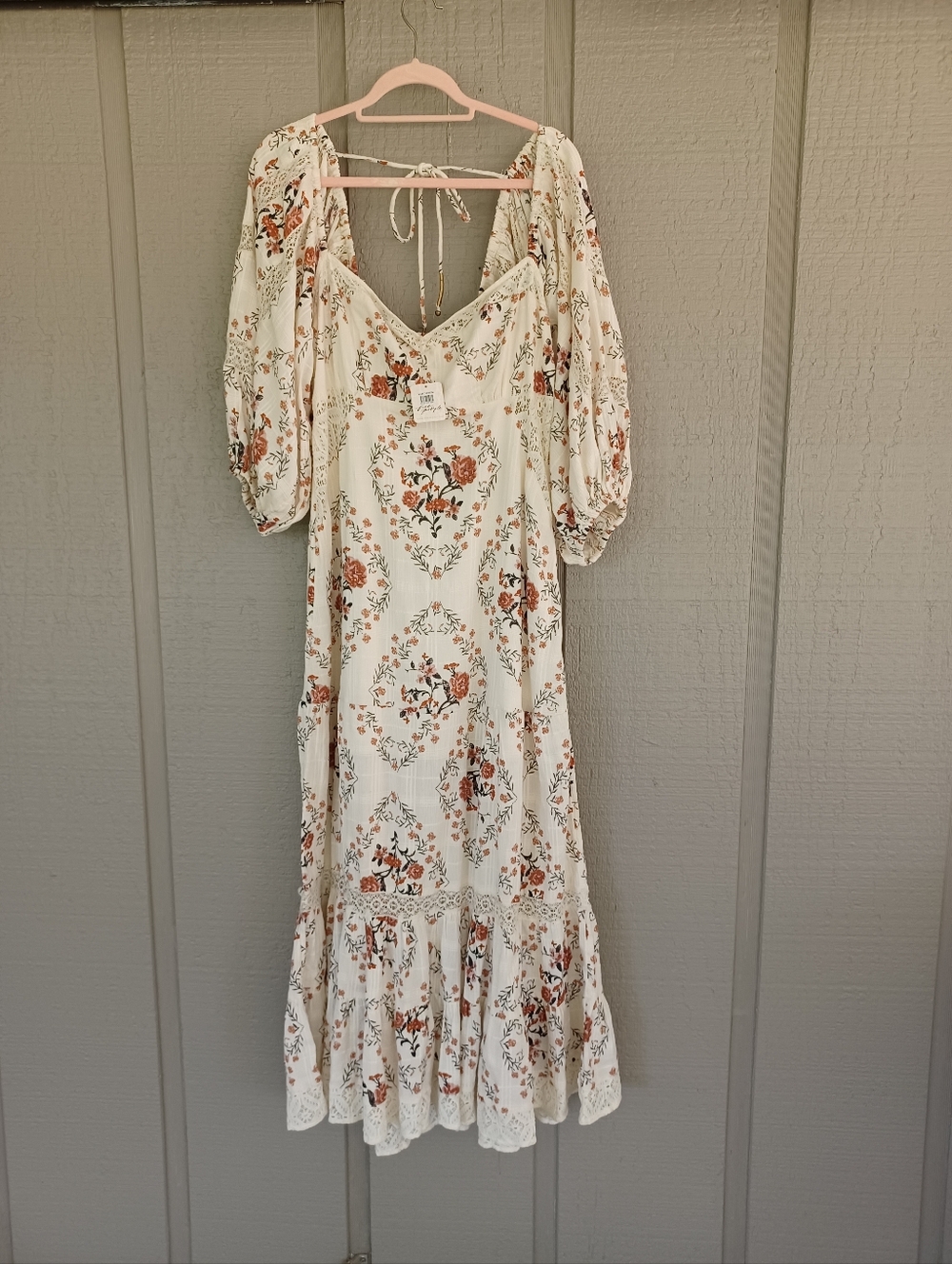 Free People All The Attitude Maxi Dress Size L Women Boho Cottagecore Floral - Picture 2 of 15